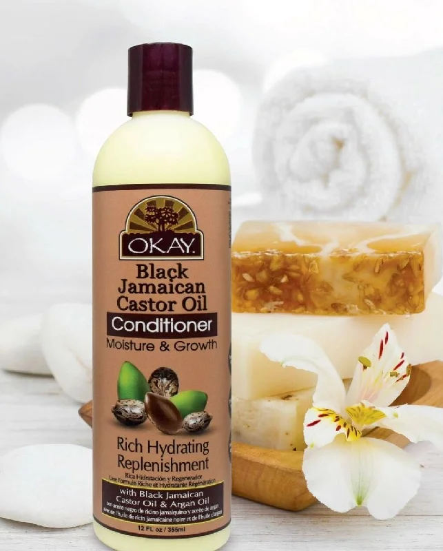 how to reduce scalp buildup from hair products -OKAY Black Jamaican Castor Oil Moisture Growth Conditioner 12oz