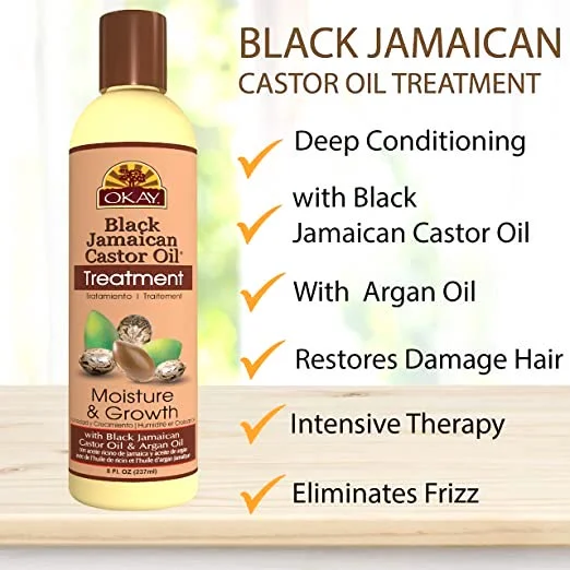 best hydrating conditioners for thick, curly hair -OKAY Black Jamaican Castor Oil Moisture Growth Treatment 8oz