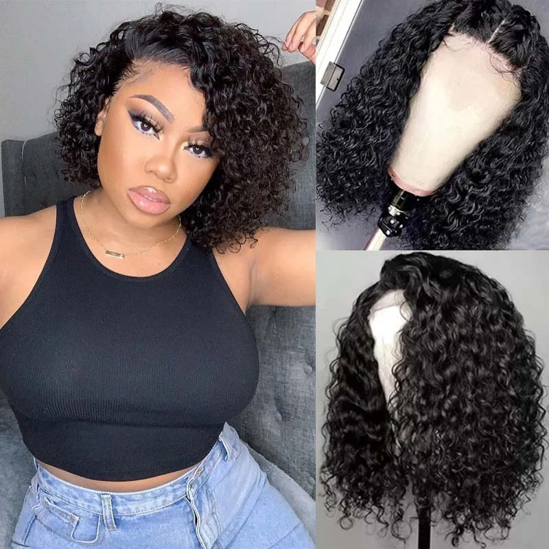 wigs for soft, bouncy, and voluminous hair-MIA Curly Bob 5x5 6x6 Closure Wig 13x4 13x6 Frontal Wig Virgin Hair Wig