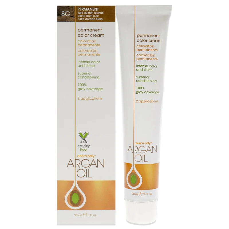 how to reduce frizz in naturally curly hair -One n Only Argan Oil Permanent Color Cream - 8G Light Golden Blonde by One n Only for Unisex - 3 oz Hair Color