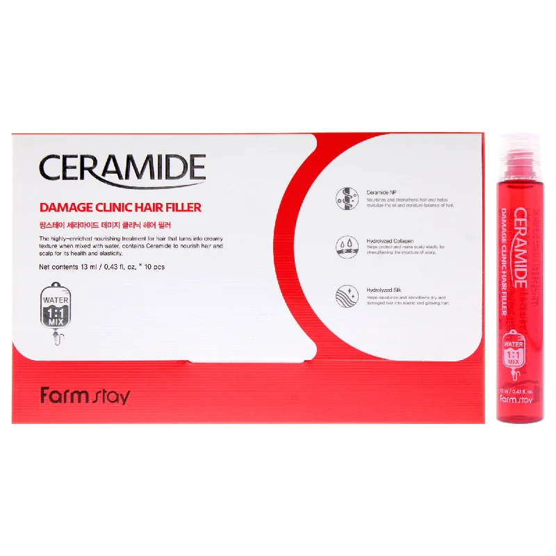 how to detangle curly hair without causing breakage -FarmStay Ceramide Damage Clinic Hair Filler by FarmStay for Women - 10 x 0.43 oz Treatment