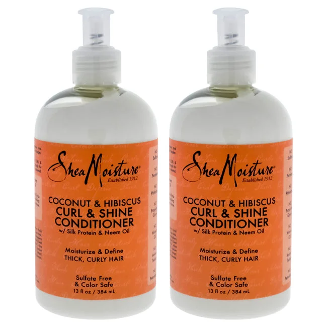 hair care routine for enhancing hair volume and texture -Shea Moisture Coconut & Hibiscus Curl & Shine Conditioner - Pack of 2 by Shea Moisture for Unisex - 13 oz Conditioner