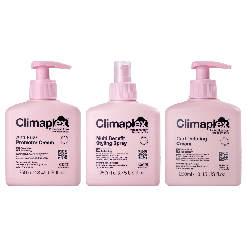 how to maintain healthy scalp during winter -Climaplex Anti Frizz Protector Cream, Multi Benefit Styling Spray and Curl Defining Cream Kit by Climaplex for Unisex - 3 Pc Kit 8.45 oz Cream, 8.45 oz Spray, 8.45oz Cream