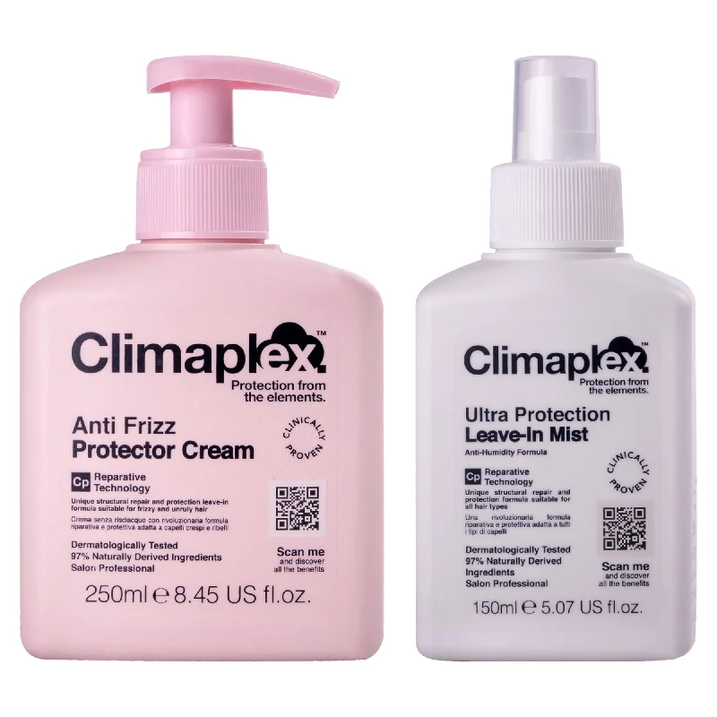 hair care products for curly hair frizz control -Climaplex Anti Frizz Protector Cream and Climaplex Ultra Protection Leave-In Mist Kit by Climaplex for Unisex - 2 Pc Kit 8.45 oz Cream, 5.07 oz Mist