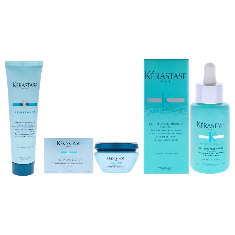 scalp care for preventing dandruff and flakiness -Kerastase Resistance Kit by Kerastase for Unisex - 3 Pc Kit 1.7oz Resistance Serum Extentioniste, 6.8oz Resistance Masque Force Architecte Masque, 5.1oz Resistance Ciment Thermique Treatment