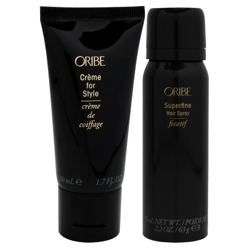 best products for taming curly hair frizz -Oribe Superfine Hairspray and Creme for Style Kit by Oribe for Unisex - 2 Pc Kit 2.2oz Hair Spray, 1.7oz Cream