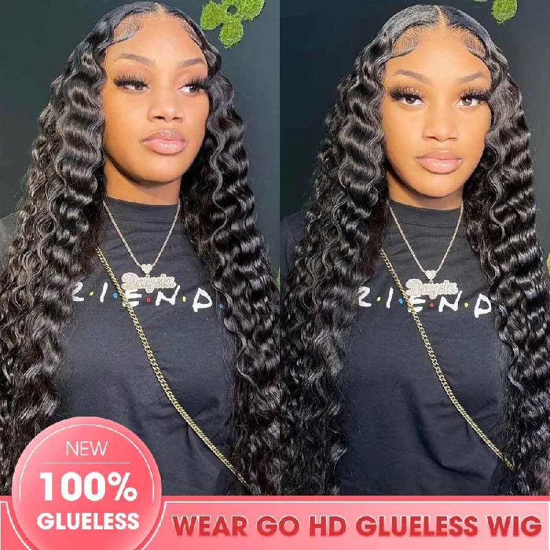 wigs for bold, stylish transformations-Pre Cut Lace Upgraded 5x5 HD Lace Closure Wigs Real Glueless Loose Deep Wave New Dome Cap Beginner Friendly Wig Wear & Go Glueless Wig