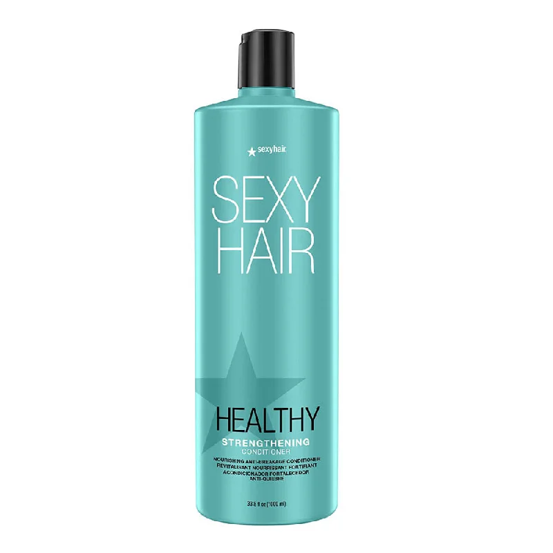 how to get shiny hair without using silicones -SexyHair Healthy Strengthening Anti-Breakage Conditioner 33.8 oz