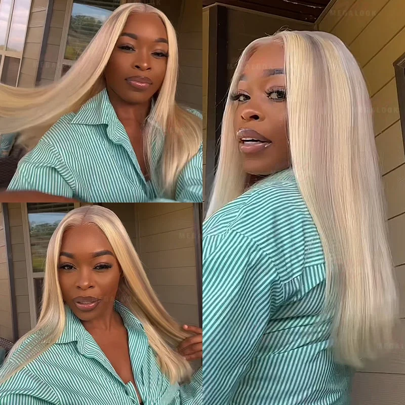 wigs for black women with fine hair-(Super Deal)Megalook Salon-Quality  Hot Selling Luxurious Glueless 6X5 HD Lace Wig Silky Straight P10/613 Blonde P18/613 Colored Wear And Go Wig