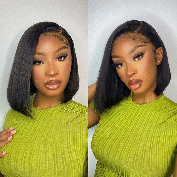 natural-looking wigs for effortless glamour-{Super Sale} Upgrade Pre Cut Straight Bob 6X5/13x4 HD Lace Glueless Wear Go Closure Wig With Pre-plucked Edges